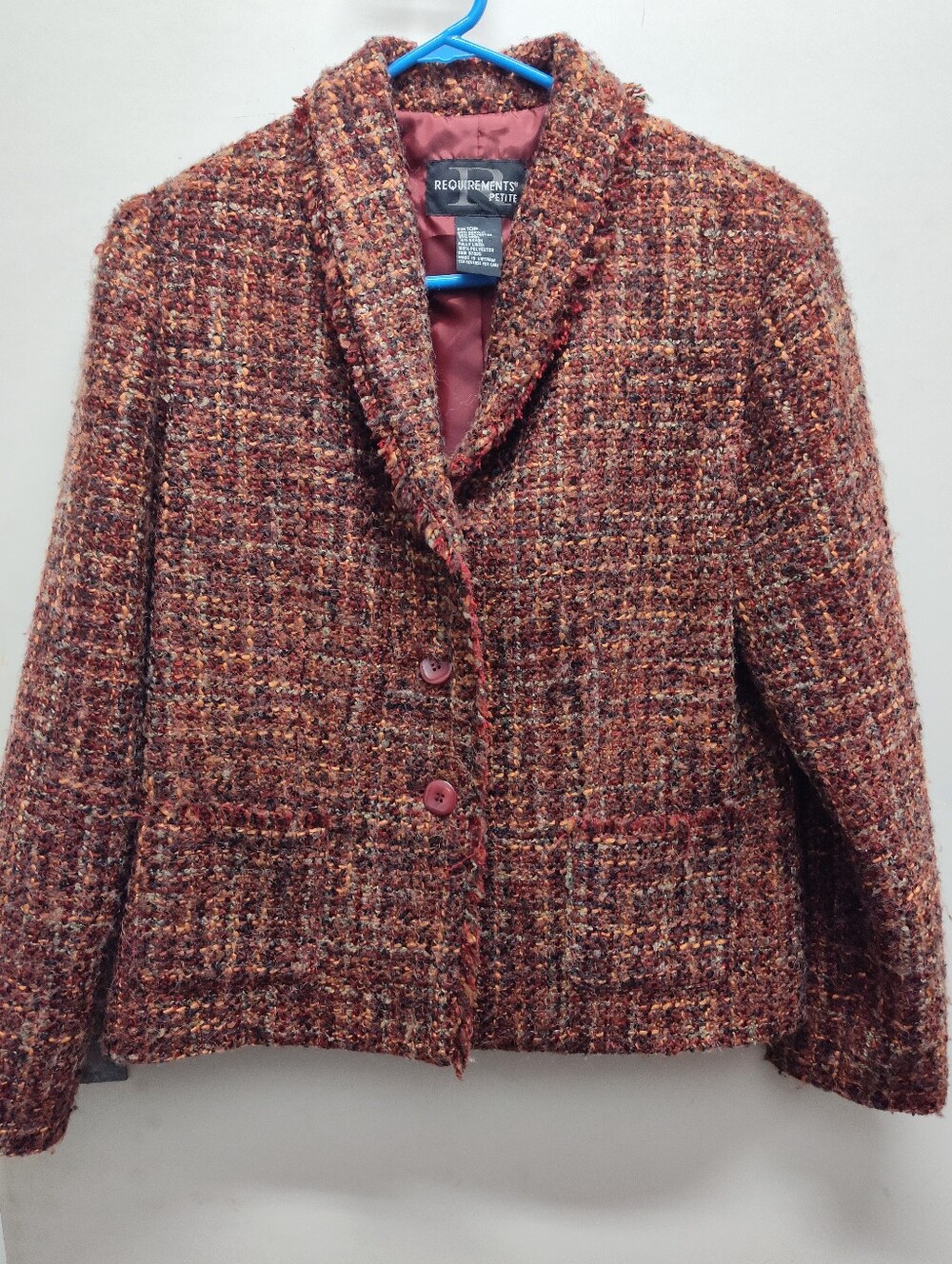 Requirements Women's Multicolor Rust Tweed Blazer Vintage